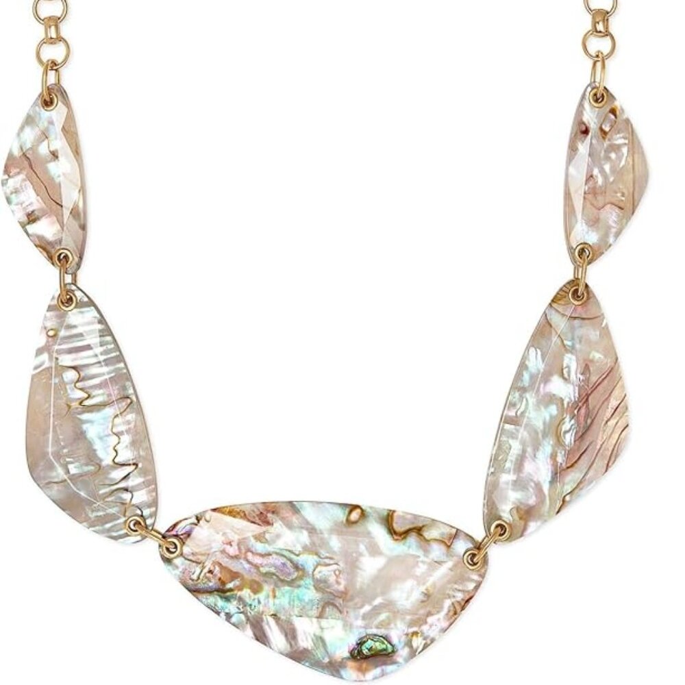 NWT KENDRA SCOTT Mckenna 14K Goldplated Abalone Statement Necklace